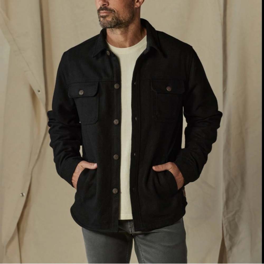 The Normal Brand brightside lined wool workwear jacket black 35286